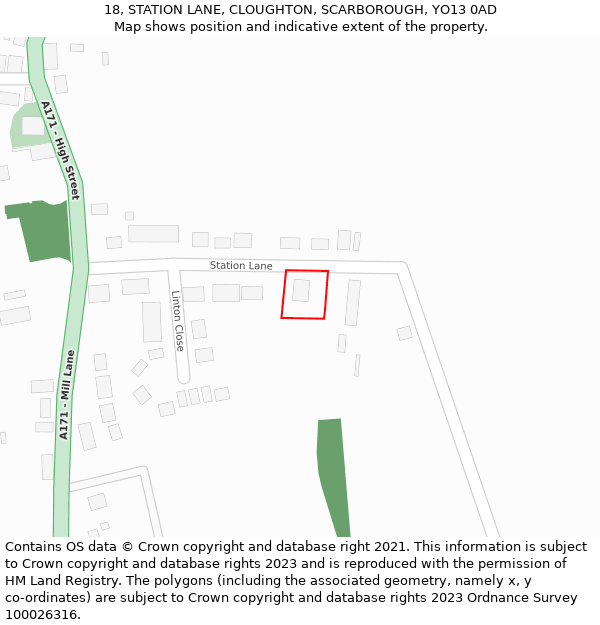 18, STATION LANE, CLOUGHTON, SCARBOROUGH, YO13 0AD: Location map and indicative extent of plot