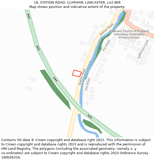 18, STATION ROAD, CLAPHAM, LANCASTER, LA2 8ER: Location map and indicative extent of plot