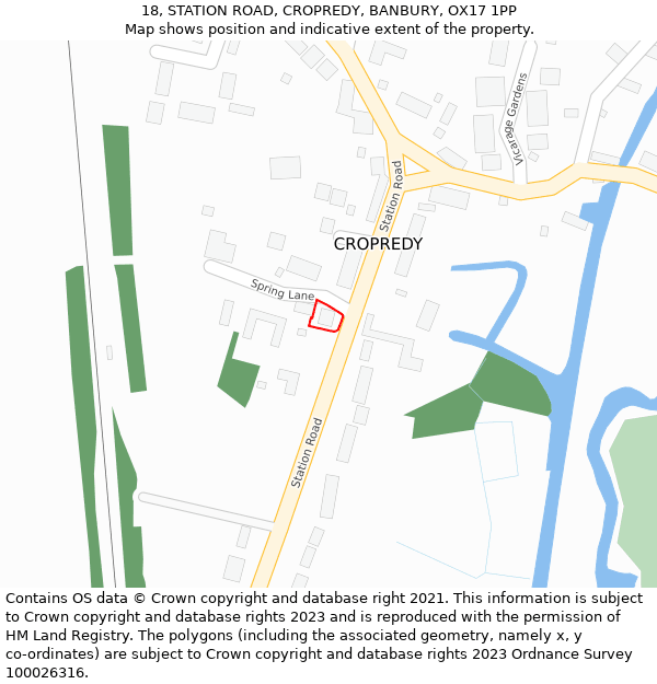 18, STATION ROAD, CROPREDY, BANBURY, OX17 1PP: Location map and indicative extent of plot