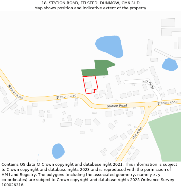 18, STATION ROAD, FELSTED, DUNMOW, CM6 3HD: Location map and indicative extent of plot