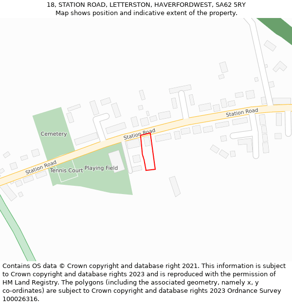 18, STATION ROAD, LETTERSTON, HAVERFORDWEST, SA62 5RY: Location map and indicative extent of plot