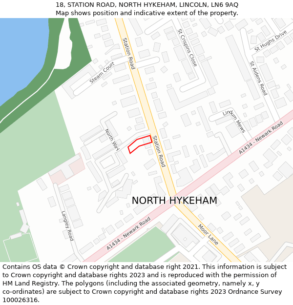 18, STATION ROAD, NORTH HYKEHAM, LINCOLN, LN6 9AQ: Location map and indicative extent of plot