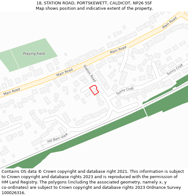 18, STATION ROAD, PORTSKEWETT, CALDICOT, NP26 5SF: Location map and indicative extent of plot