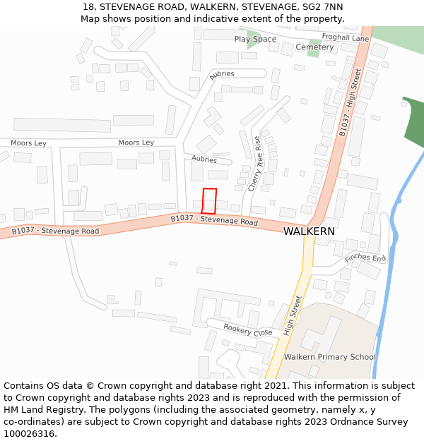 18, STEVENAGE ROAD, WALKERN, STEVENAGE, SG2 7NN: Location map and indicative extent of plot