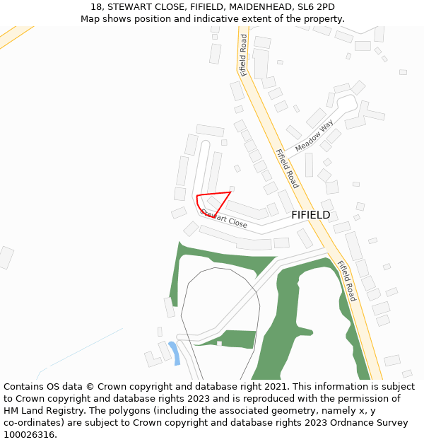 18, STEWART CLOSE, FIFIELD, MAIDENHEAD, SL6 2PD: Location map and indicative extent of plot