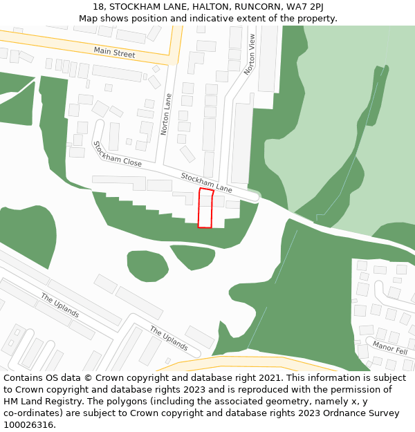 18, STOCKHAM LANE, HALTON, RUNCORN, WA7 2PJ: Location map and indicative extent of plot