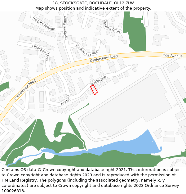 18, STOCKSGATE, ROCHDALE, OL12 7LW: Location map and indicative extent of plot