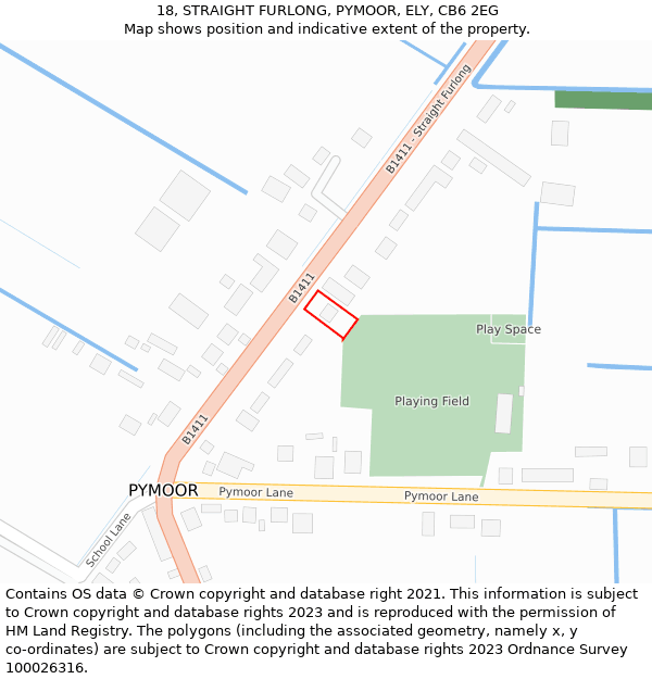 18, STRAIGHT FURLONG, PYMOOR, ELY, CB6 2EG: Location map and indicative extent of plot