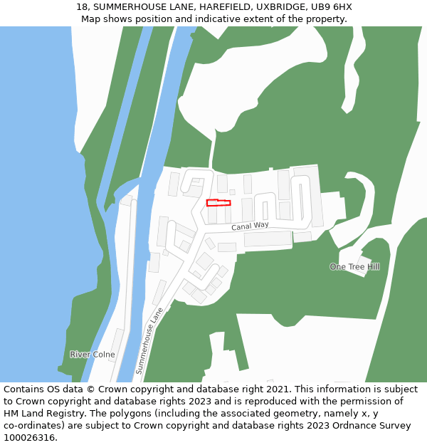 18, SUMMERHOUSE LANE, HAREFIELD, UXBRIDGE, UB9 6HX: Location map and indicative extent of plot
