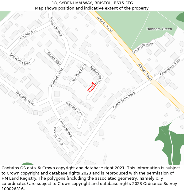 18, SYDENHAM WAY, BRISTOL, BS15 3TG: Location map and indicative extent of plot