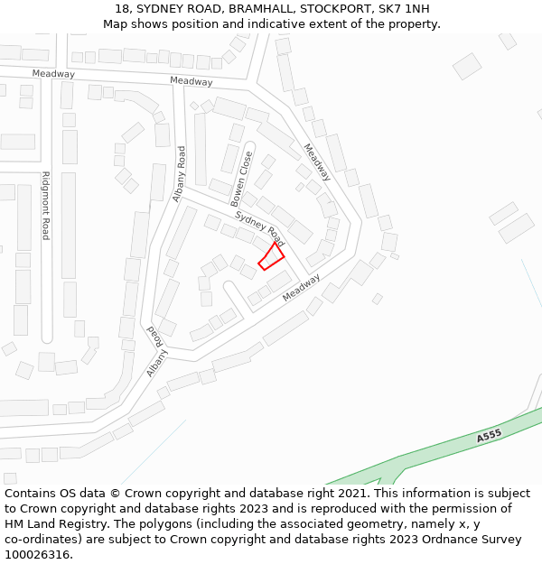 18, SYDNEY ROAD, BRAMHALL, STOCKPORT, SK7 1NH: Location map and indicative extent of plot