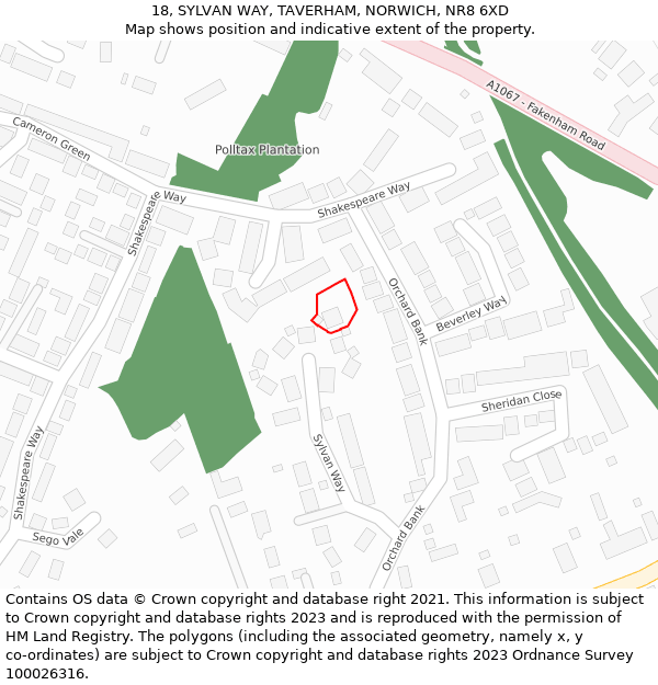 18, SYLVAN WAY, TAVERHAM, NORWICH, NR8 6XD: Location map and indicative extent of plot