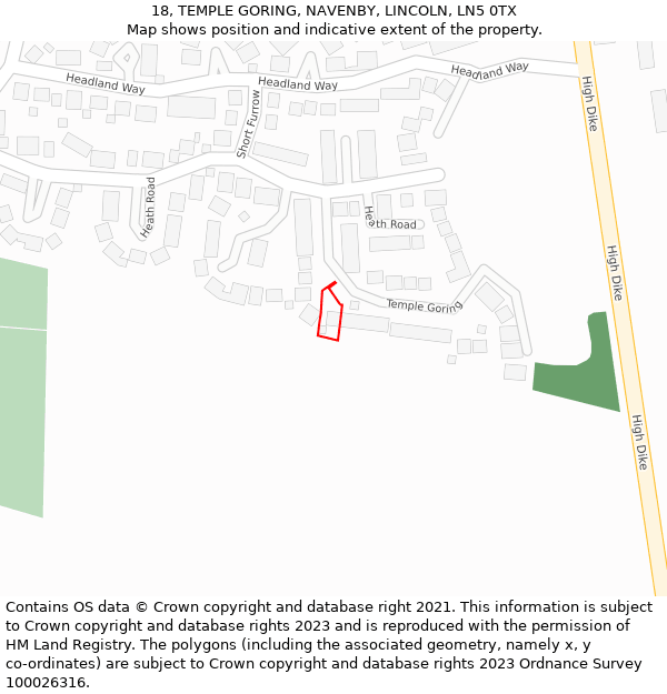 18, TEMPLE GORING, NAVENBY, LINCOLN, LN5 0TX: Location map and indicative extent of plot