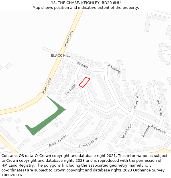 18, THE CHASE, KEIGHLEY, BD20 6HU: Location map and indicative extent of plot