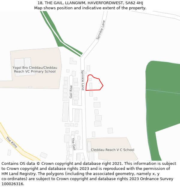 18, THE GAIL, LLANGWM, HAVERFORDWEST, SA62 4HJ: Location map and indicative extent of plot