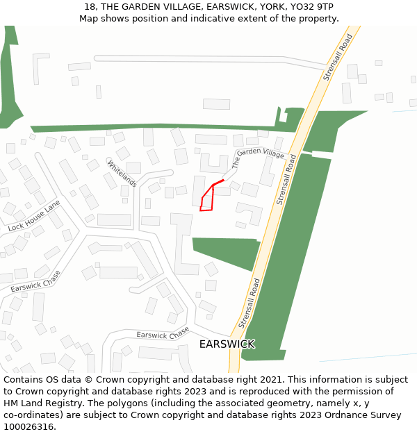 18, THE GARDEN VILLAGE, EARSWICK, YORK, YO32 9TP: Location map and indicative extent of plot