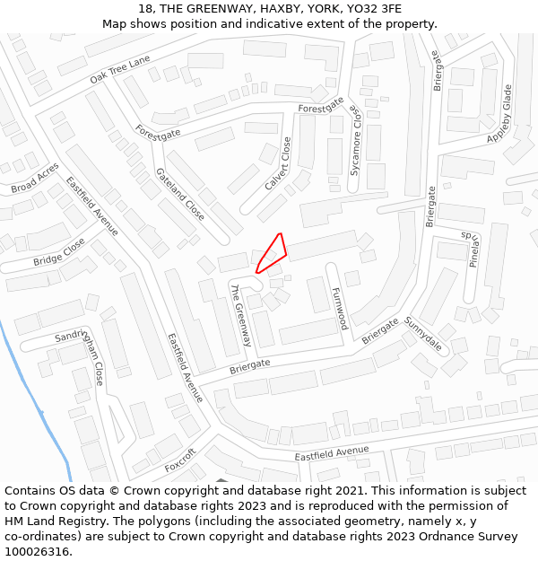 18, THE GREENWAY, HAXBY, YORK, YO32 3FE: Location map and indicative extent of plot