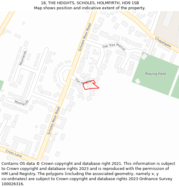 18, THE HEIGHTS, SCHOLES, HOLMFIRTH, HD9 1SB: Location map and indicative extent of plot