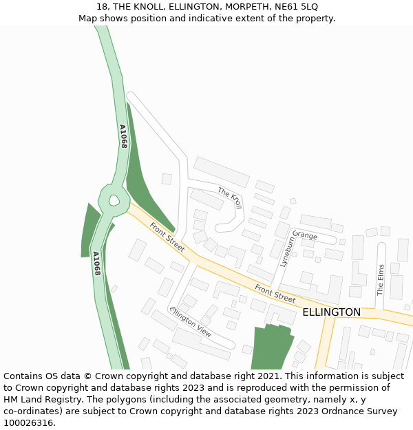 18, THE KNOLL, ELLINGTON, MORPETH, NE61 5LQ: Location map and indicative extent of plot