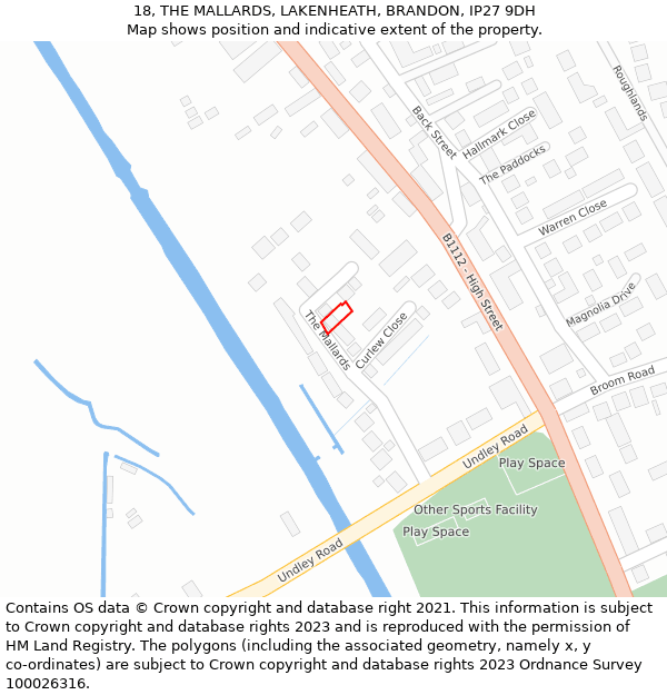18, THE MALLARDS, LAKENHEATH, BRANDON, IP27 9DH: Location map and indicative extent of plot