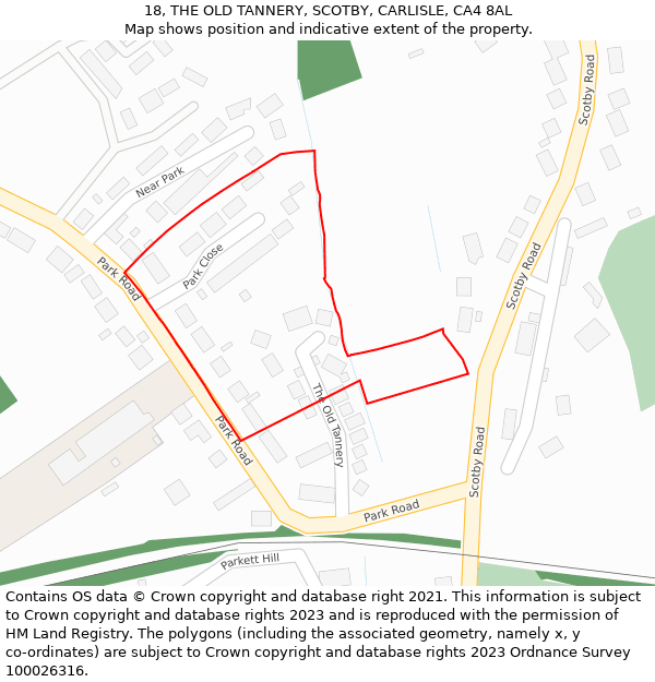 18, THE OLD TANNERY, SCOTBY, CARLISLE, CA4 8AL: Location map and indicative extent of plot