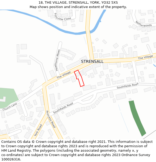 18, THE VILLAGE, STRENSALL, YORK, YO32 5XS: Location map and indicative extent of plot