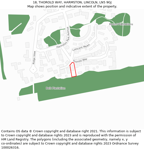 18, THOROLD WAY, HARMSTON, LINCOLN, LN5 9GJ: Location map and indicative extent of plot