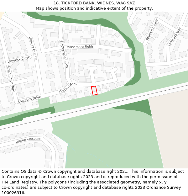 18, TICKFORD BANK, WIDNES, WA8 9AZ: Location map and indicative extent of plot