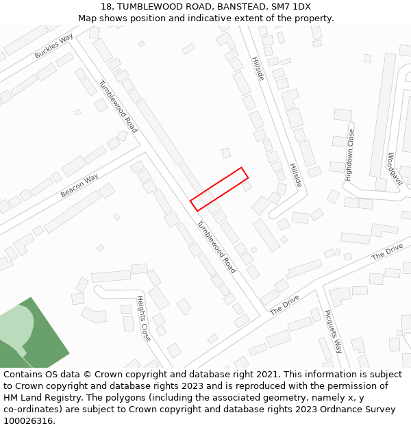 18, TUMBLEWOOD ROAD, BANSTEAD, SM7 1DX: Location map and indicative extent of plot