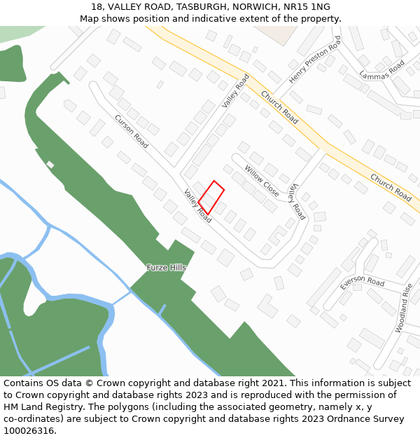 18, VALLEY ROAD, TASBURGH, NORWICH, NR15 1NG: Location map and indicative extent of plot