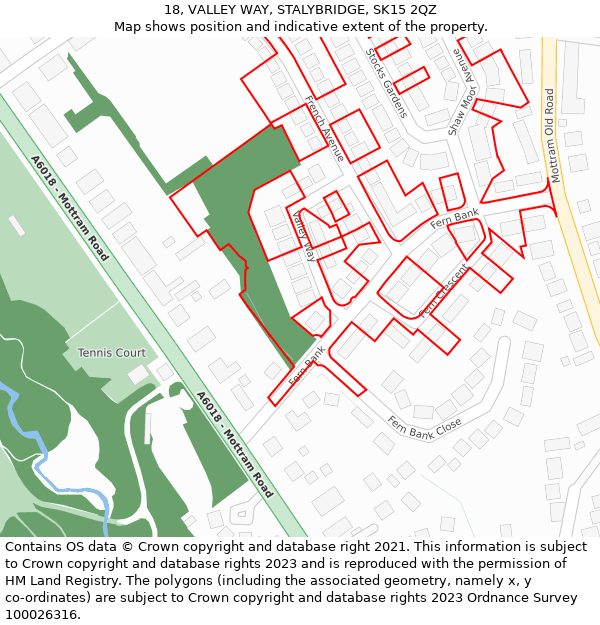 18, VALLEY WAY, STALYBRIDGE, SK15 2QZ: Location map and indicative extent of plot