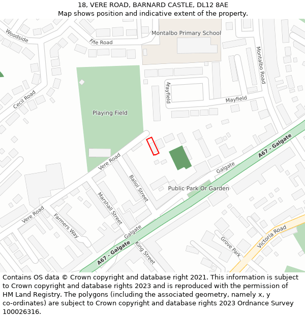 18, VERE ROAD, BARNARD CASTLE, DL12 8AE: Location map and indicative extent of plot