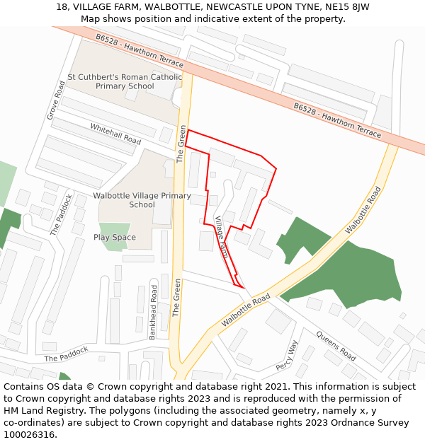 18, VILLAGE FARM, WALBOTTLE, NEWCASTLE UPON TYNE, NE15 8JW: Location map and indicative extent of plot