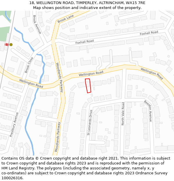 18, WELLINGTON ROAD, TIMPERLEY, ALTRINCHAM, WA15 7RE: Location map and indicative extent of plot