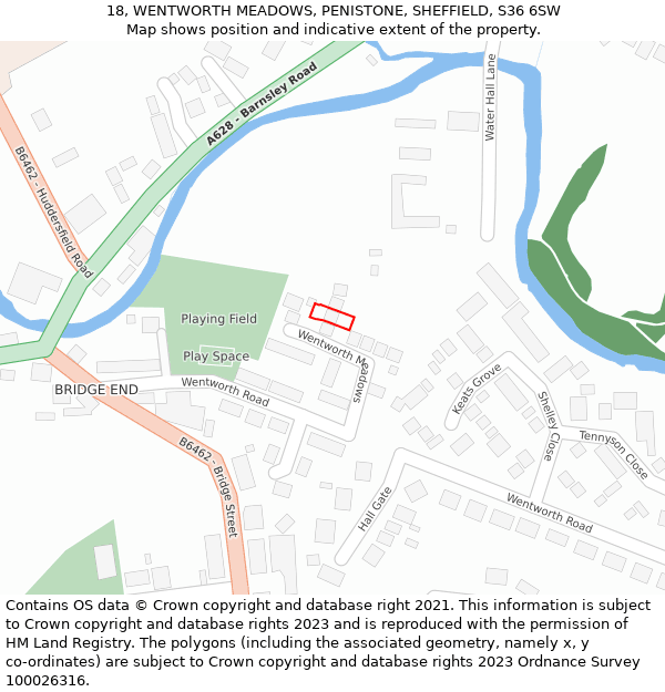 18, WENTWORTH MEADOWS, PENISTONE, SHEFFIELD, S36 6SW: Location map and indicative extent of plot