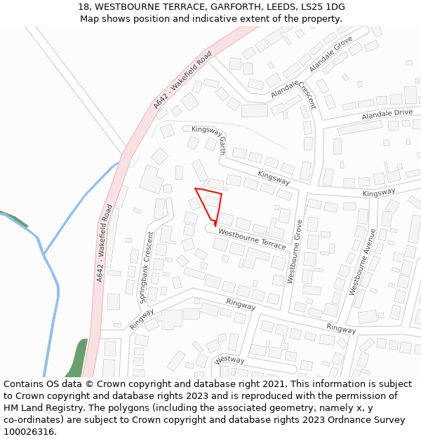 18, WESTBOURNE TERRACE, GARFORTH, LEEDS, LS25 1DG: Location map and indicative extent of plot