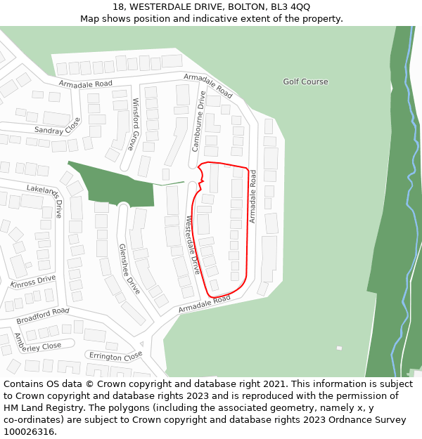 18, WESTERDALE DRIVE, BOLTON, BL3 4QQ: Location map and indicative extent of plot