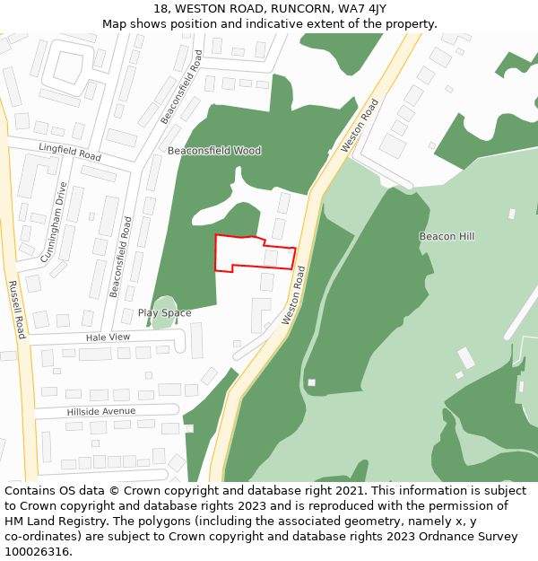 18, WESTON ROAD, RUNCORN, WA7 4JY: Location map and indicative extent of plot