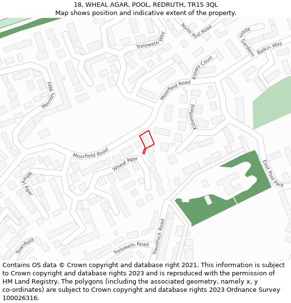 18, WHEAL AGAR, POOL, REDRUTH, TR15 3QL: Location map and indicative extent of plot