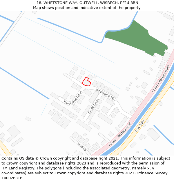 18, WHETSTONE WAY, OUTWELL, WISBECH, PE14 8RN: Location map and indicative extent of plot