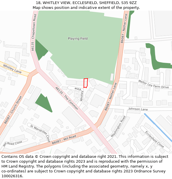 18, WHITLEY VIEW, ECCLESFIELD, SHEFFIELD, S35 9ZZ: Location map and indicative extent of plot