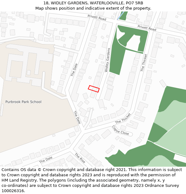 18, WIDLEY GARDENS, WATERLOOVILLE, PO7 5RB: Location map and indicative extent of plot