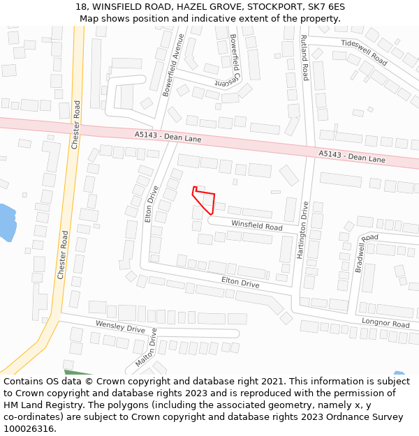 18, WINSFIELD ROAD, HAZEL GROVE, STOCKPORT, SK7 6ES: Location map and indicative extent of plot