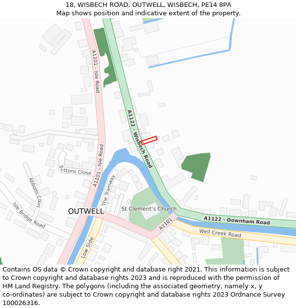 18, WISBECH ROAD, OUTWELL, WISBECH, PE14 8PA: Location map and indicative extent of plot