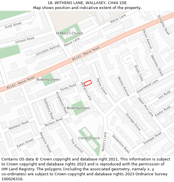 18, WITHENS LANE, WALLASEY, CH44 1DE: Location map and indicative extent of plot