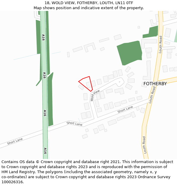 18, WOLD VIEW, FOTHERBY, LOUTH, LN11 0TF: Location map and indicative extent of plot