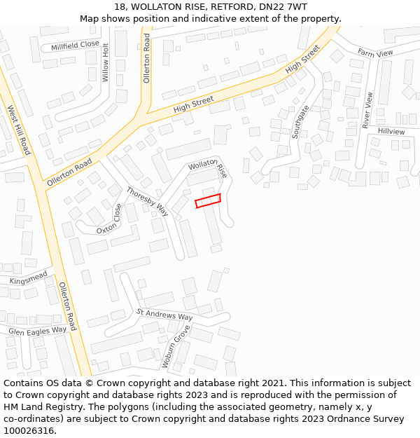 18, WOLLATON RISE, RETFORD, DN22 7WT: Location map and indicative extent of plot