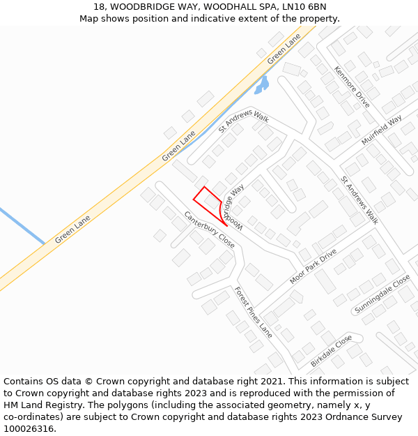 18, WOODBRIDGE WAY, WOODHALL SPA, LN10 6BN: Location map and indicative extent of plot