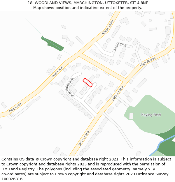 18, WOODLAND VIEWS, MARCHINGTON, UTTOXETER, ST14 8NF: Location map and indicative extent of plot