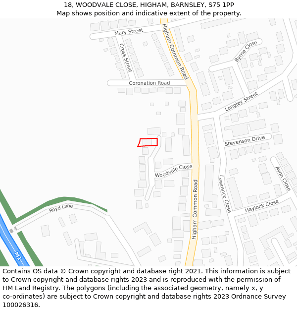 18, WOODVALE CLOSE, HIGHAM, BARNSLEY, S75 1PP: Location map and indicative extent of plot